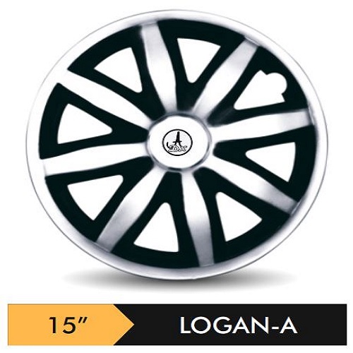 Car Wheel Cover/caps (LOGAN - BLACK AND SILVER-A) Compatible With - R15 INCHES RIM SIZE