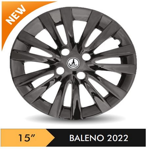Car Wheel Cover/caps (BALENO 2022 - BLACK) Compatible With - R15 INCHES RIM SIZE