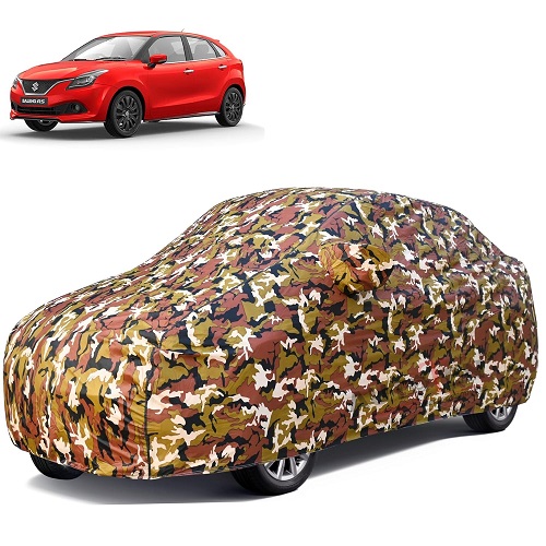  Waterproof Car Body Cover Compatible with Maruti Baleno 100% Waterproof with Mirror & Antenna Pocket Triple Stitched Bottom Elastic Dustproof Full Body Protection (Jungle Series)