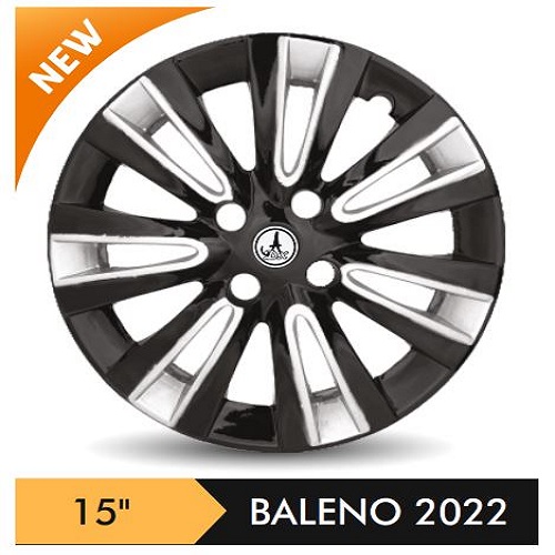 Car Wheel Cover/caps (BALENO 2022 - BLACK AND BLACK) Compatible With - R15 INCHES RIM SIZE