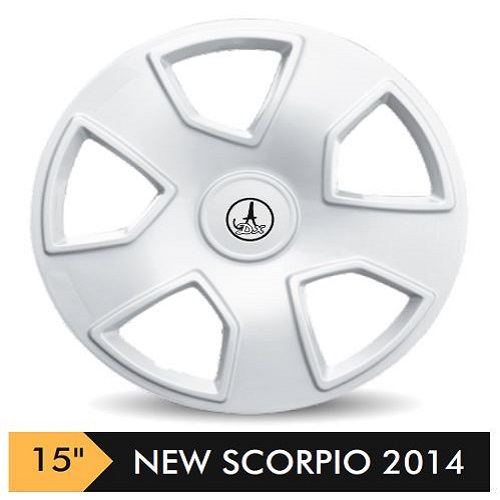 Car Wheel Cover/caps (NEW SCORPIO 2014 - SILVER) Compatible With - R15 INCHES RIM SIZE