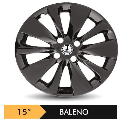 Car Wheel Cover/caps (NEW BALENO - BLACK) Compatible With - R15 INCHES RIM SIZE