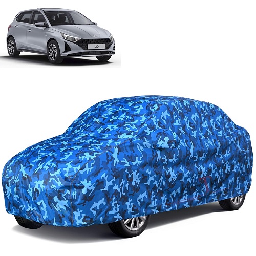  6X6 100% Waterproof Car Body Cover Compatible with Hyundai i20 100% Waterproof with Mirror & Antenna Pocket Triple Stitched Bottom Elastic Dustproof Full Body Protection (Cloud Series)