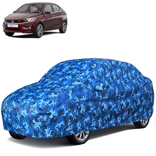 6X6 100% Waterproof Car Body Cover Compatible with Tata Tigor 100% Waterproof with Mirror & Antenna Pocket Triple Stitched Bottom Elastic Dustproof Full Body Protection (Cloud Series)