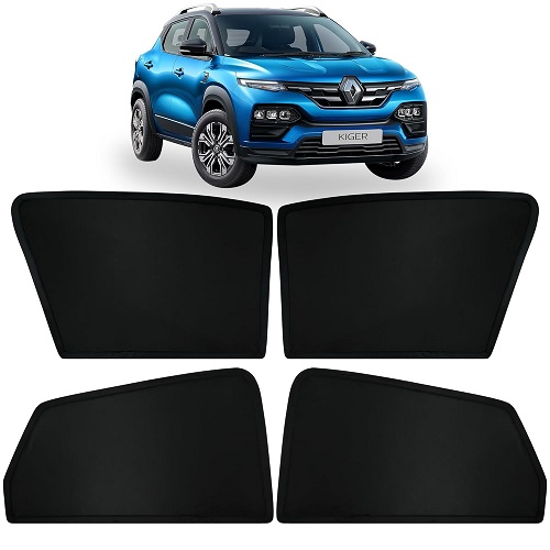  Fixed Type Non-Magnetic Window Sunshades Compatible with R. Kiger | Z-Black | 4-Piece Car Window Curtain Set | UV Protection | Premium Black Mesh