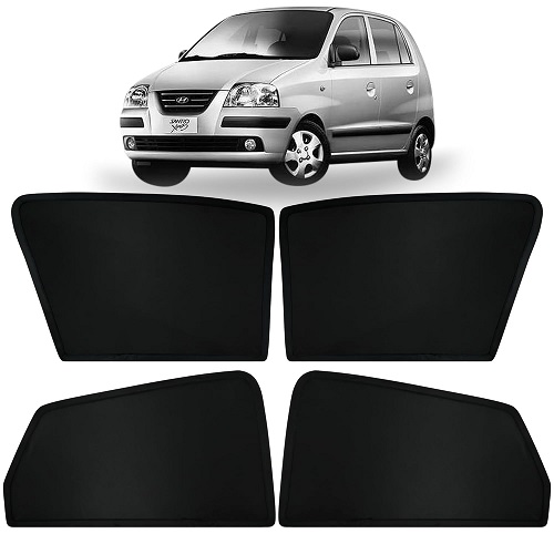  Fixed Type Non-Magnetic Window Sunshades Compatible with Hyundai S. XING (2003 to 2018 Model) | Z-Black | 4-Piece Car Window Curtain Set | UV Protection | Premium Black Mesh