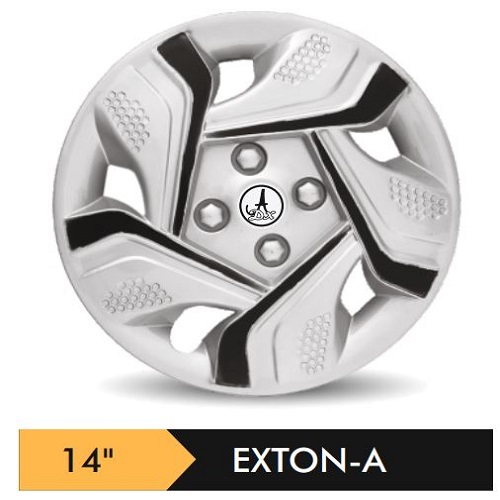 Car Wheel Cover/caps (EXTON - BLACK AND SILVER - A) Compatible With - R14 INCHES RIM SIZE