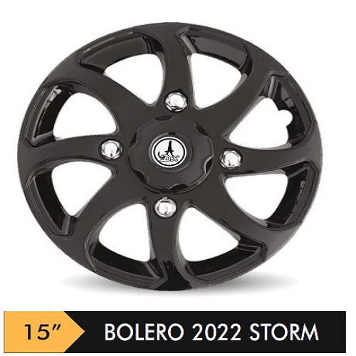 Car Wheel Cover/caps (BOLERO 2022 STORME - BLACK) Compatible With - R15 INCHES RIM SIZE