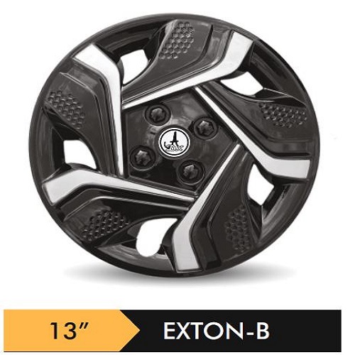 Car Wheel Cover/caps (EXTON - BLACK AND SILVER - B) Compatible With - R13 INCHES RIM SIZE