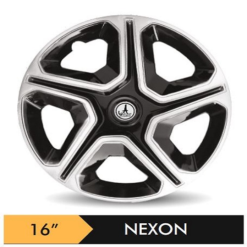 Car Wheel Cover/caps (NEXON - BLACK AND SILVER) Compatible With - R16 INCHES RIM SIZE