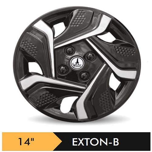 Car Wheel Cover/caps (EXTON - BLACK AND SILVER - B) Compatible With - R14 INCHES RIM SIZE
