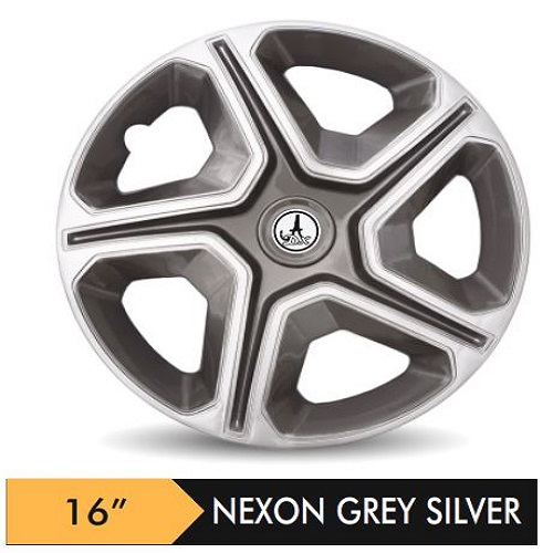 Car Wheel Cover/caps (NEXON - GREY AND SILVER) Compatible With - R16 INCHES RIM SIZE