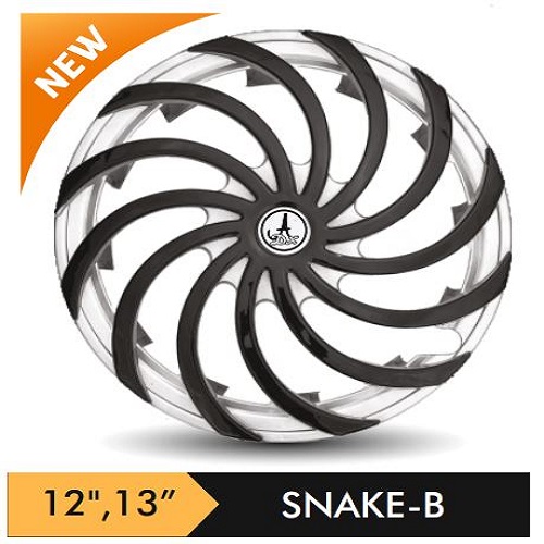 Car Wheel Cover/caps (SNAKE - BLACK AND SILVER-B) Compatible With - R12 INCHES RIM SIZE