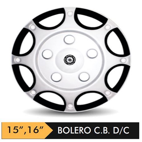 Car Wheel Cover/caps (BOLERO C.B - SILVER AND BLACK) Compatible With - R15 INCHES RIM SIZE