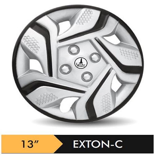 Car Wheel Cover/caps (EXTON - BLACK AND SILVER - C) Compatible With - R13 INCHES RIM SIZE