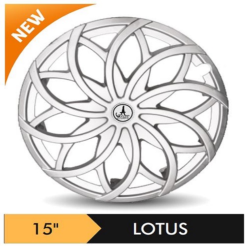 Car Wheel Cover/caps (LOTUS - SILVER) Compatible With - R15 INCHES RIM SIZE