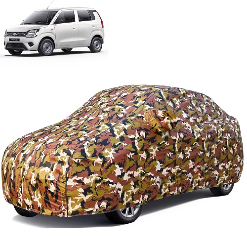 Waterproof Car Body Cover Compatible with Maruti Wagon-R 100% Waterproof with Mirror & Antenna Pocket Triple Stitched Bottom Elastic Dustproof Full Body Protection (Jungle Series)