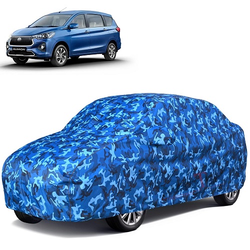 6X6 100% Waterproof Car Body Cover Compatible with Toyota Rumion 100% Waterproof with Mirror & Antenna Pocket Triple Stitched Bottom Elastic Dustproof Full Body Protection (Cloud Series)