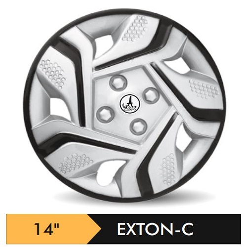 Car Wheel Cover/caps (EXTON - BLACK AND SILVER - C) Compatible With - R14 INCHES RIM SIZE