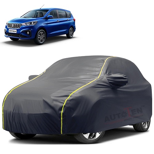  Waterproof Car Body Cover Compatible with Maruti Ertiga 100% Waterproof with Mirror & Antenna Pocket Triple Stitched Bottom Elastic Dustproof Full Body Protection (Grey Series)