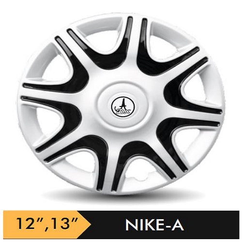 Car Wheel Cover/caps (NIKE - BLACK AND SILVER) Compatible With - R12 INCHES RIM SIZE