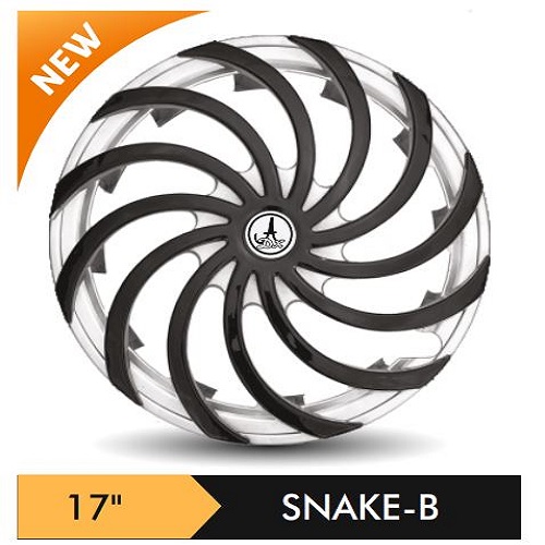 Car Wheel Cover/caps (SNAKE - BLACK AND SILVER-B) Compatible With - R17 INCHES RIM SIZE