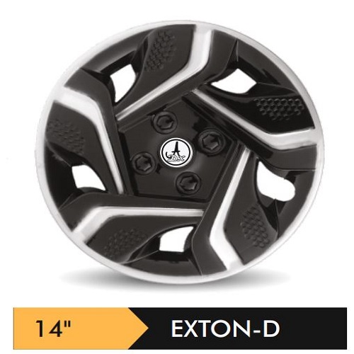 Car Wheel Cover/caps (EXTON - BLACK AND SILVER - D) Compatible With - R14 INCHES RIM SIZE
