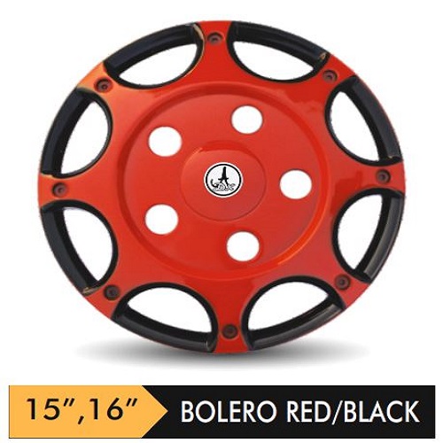 Car Wheel Cover/caps (BOLERO - RED AND BLACK) Compatible With - R15 INCHES RIM SIZE