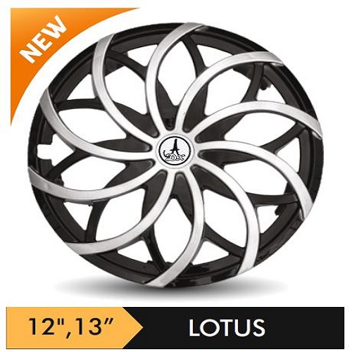 Car Wheel Cover/caps (LOTUS - BLACK AND SILVER) Compatible With - R13 INCHES RIM SIZE