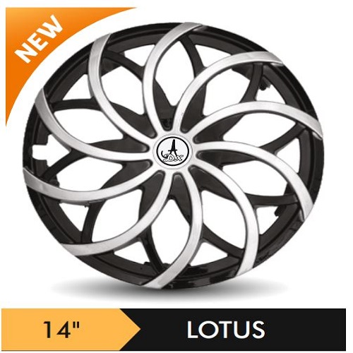 Car Wheel Cover/caps (LOTUS - BLACK AND SILVER) Compatible With - R14 INCHES RIM SIZE