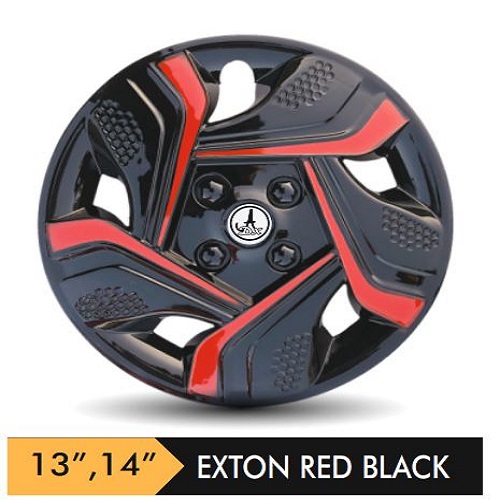 Car Wheel Cover/caps (EXTON - BLACK AND RED) Compatible With - R14 INCHES RIM SIZE