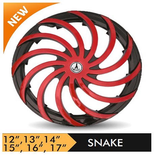 Car Wheel Cover/caps (SNAKE - RED AND BLACK) Compatible With - R13 INCHES RIM SIZE
