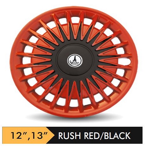 Car Wheel Cover/caps (RUSH - BLACK AND RED) Compatible With - R13 INCHES RIM SIZE