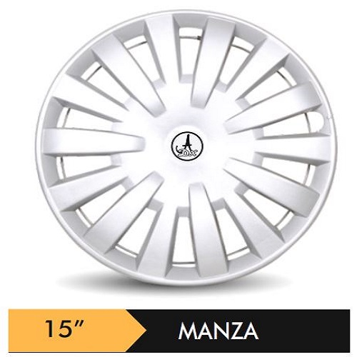 Car Wheel Cover/caps (MANZA - SILVER) Compatible With - R15 INCHES RIM SIZE