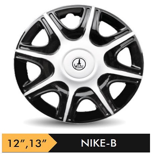 Car Wheel Cover/caps (NIKE - BLACK AND SILVER-B) Compatible With - R13 INCHES RIM SIZE