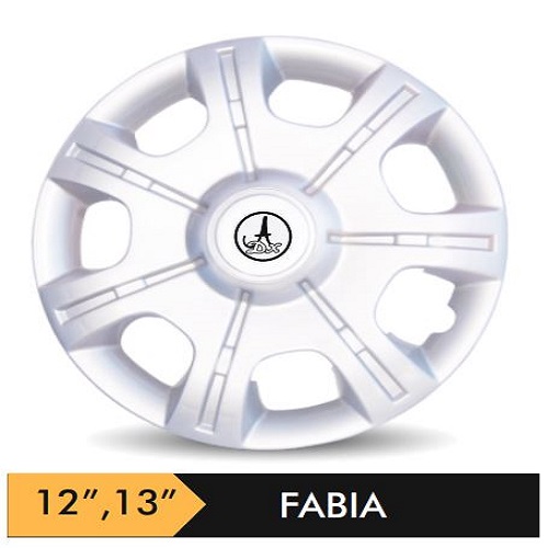 Car Wheel Cover/caps (FABIA - SILVER) Compatible With - R12 INCHES RIM SIZE