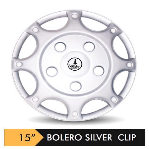 Car Wheel Cover/caps (BOLERO CLIP - SILVER) Compatible With - R15 INCHES RIM SIZE