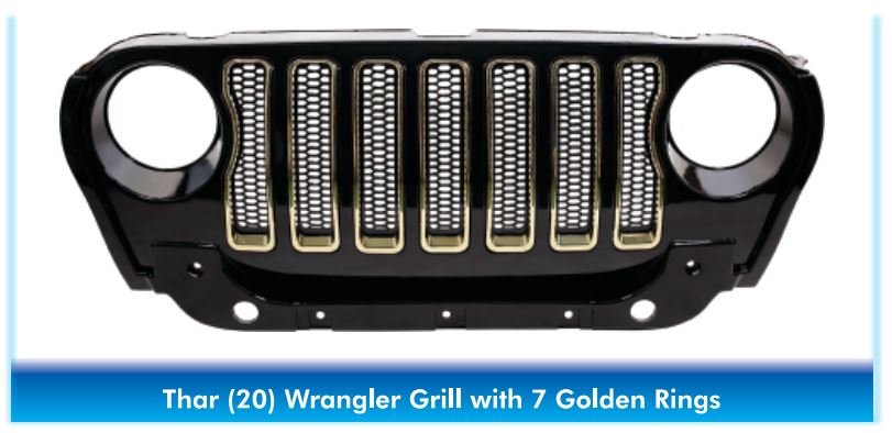 Mahindra Thar 2020 Wrangler Type With 7 Golden Rings Front Grill