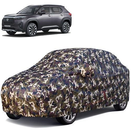 Waterproof Car Body Cover Compatible with Honda Elevate 100% Waterproof with Mirror & Antenna Pocket Triple Stitched Bottom Elastic Dustproof Full Body Protection (Cloud Series Army)