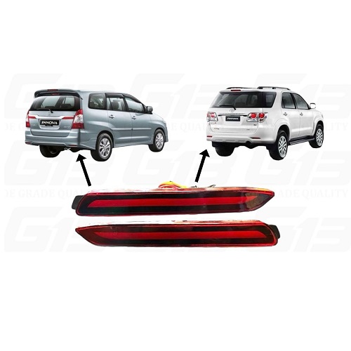  Innova,Fortuner 2013-2015 Reflector Led Brake Light for Bumper(Rear/Back) Drl with wiring (Red) - Set of 2 (NON MATRIX,3WIRES)