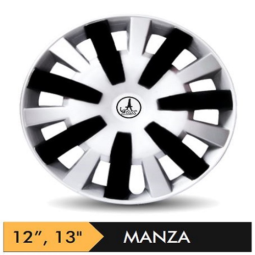 Car Wheel Cover/caps (MNZY - BLACK AND SILVER) Compatible With - R12 INCHES RIM SIZE