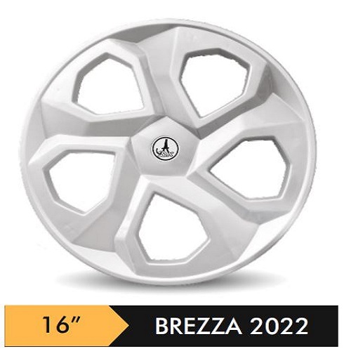 Car Wheel Cover/caps (BREZZA 2022 - SILVER) Compatible With - R16 INCHES RIM SIZE