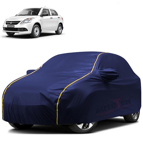  Waterproof Car Body Cover Compatible with Maruti Dzire 100% Waterproof with Mirror & Antenna Pocket Triple Stitched Bottom Elastic Dustproof Full Body Protection (Blue Series)