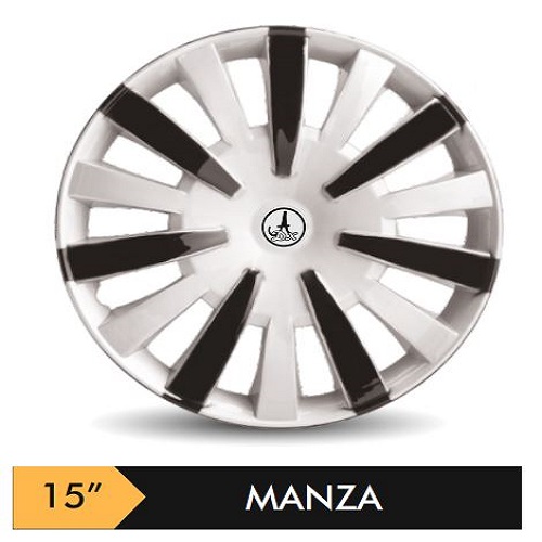 Car Wheel Cover/caps (MANZA - BLACK AND SILVER) Compatible With - R15 INCHES RIM SIZE