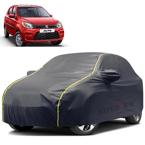 Waterproof Car Body Cover Compatible with Maruti Alto 100% Waterproof with Mirror & Antenna Pocket Triple Stitched Bottom Elastic Dustproof Full Body Protection (Grey Series)