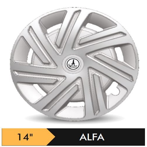 Car Wheel Cover Universal Alfa Silver Color Design Available 14'' inches Size Compatible With - R14 INCH Wheel Size