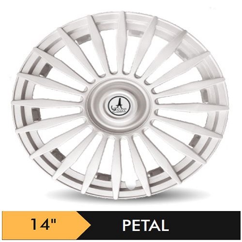Car Wheel Cover/caps (PETAL - SILVER) Compatible With - R14 INCHES RIM SIZE