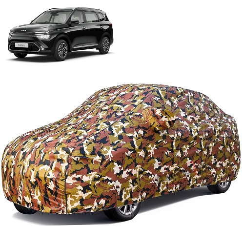 Waterproof Car Body Cover Compatible with Kia Carens 100% Waterproof with Mirror & Antenna Pocket Triple Stitched Bottom Elastic Dustproof Full Body Protection (Jungle Series)