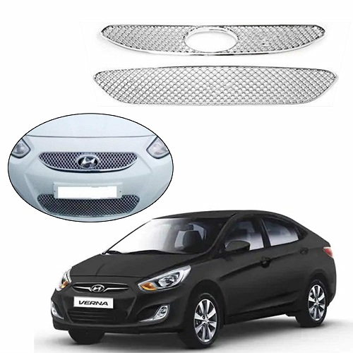 Bentley Style Front Chrome Grill Compatible with Verna Fluidic Type 1 (2011-2016)