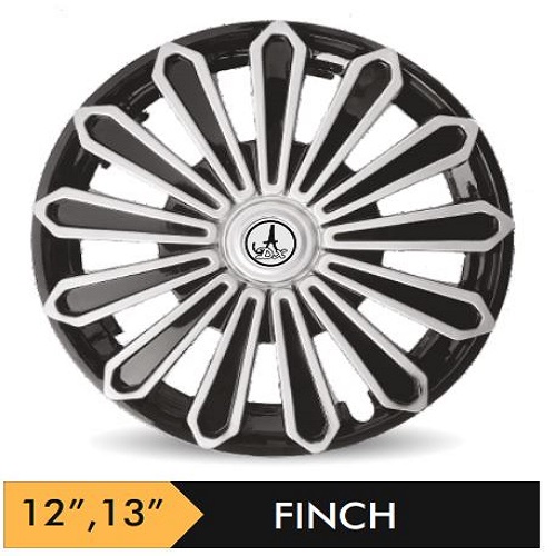 Car Wheel Cover/caps (FINCH - BLACK AND SILVER) Compatible With - R12 INCHES RIM SIZE
